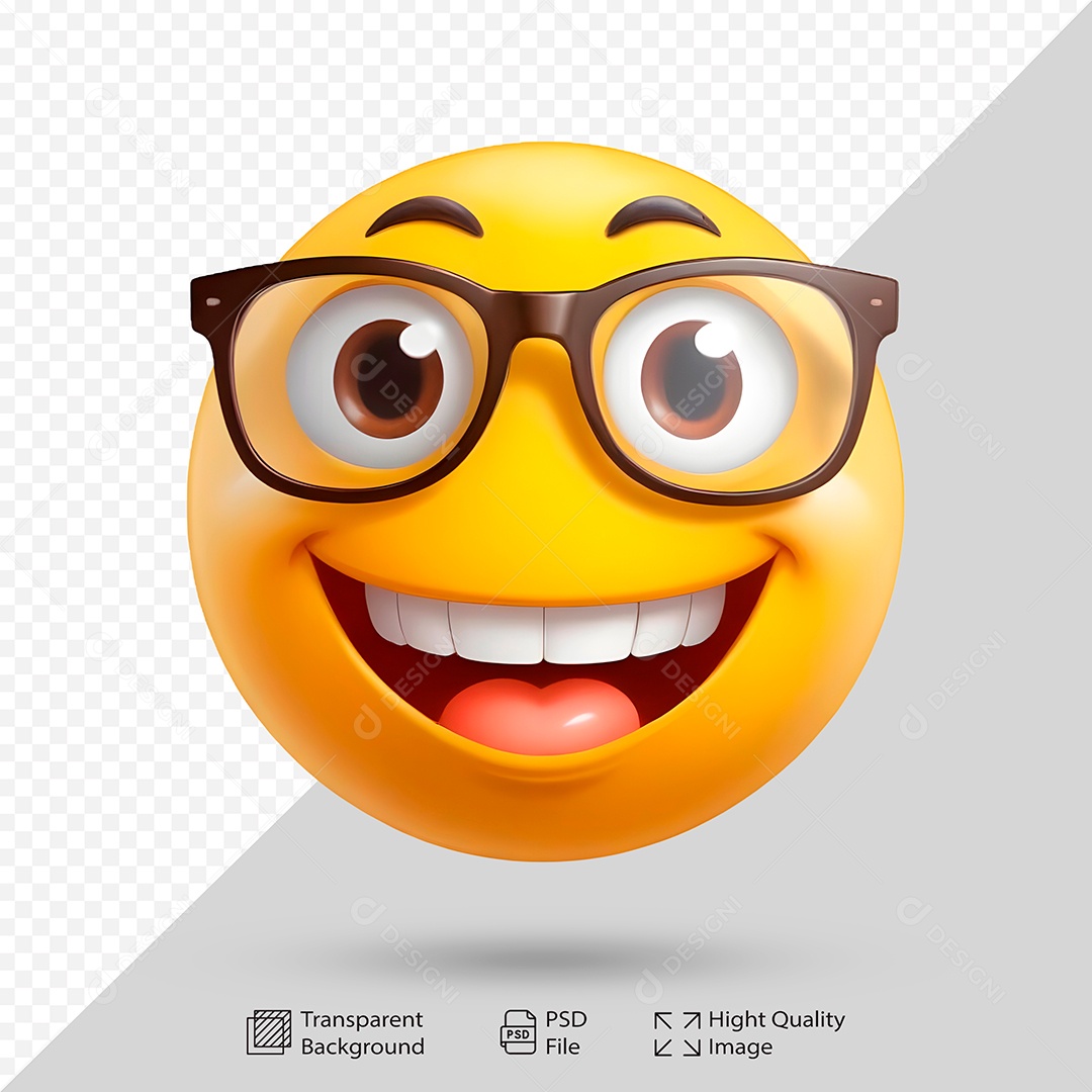 Emoji Com Óculos Elemento 3D Para Composição PSD