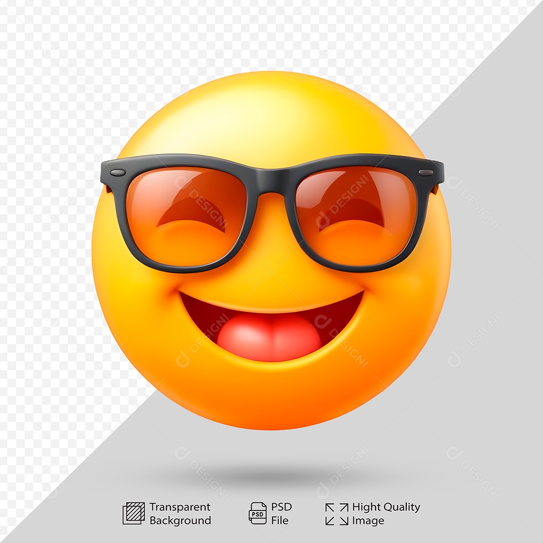 Emoji Com Óculos Elemento 3D Para Composição PSD