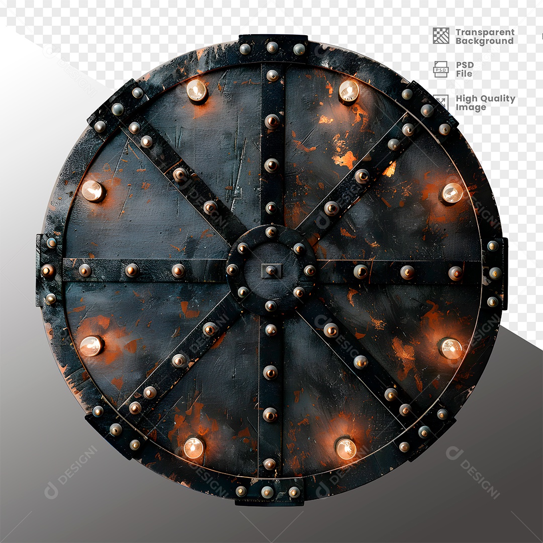 Elemento 3D de Metal com Luz  para Composição PSD