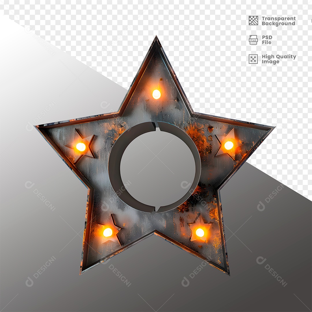 Elemento 3D de Metal com Luz  para Composição PSD