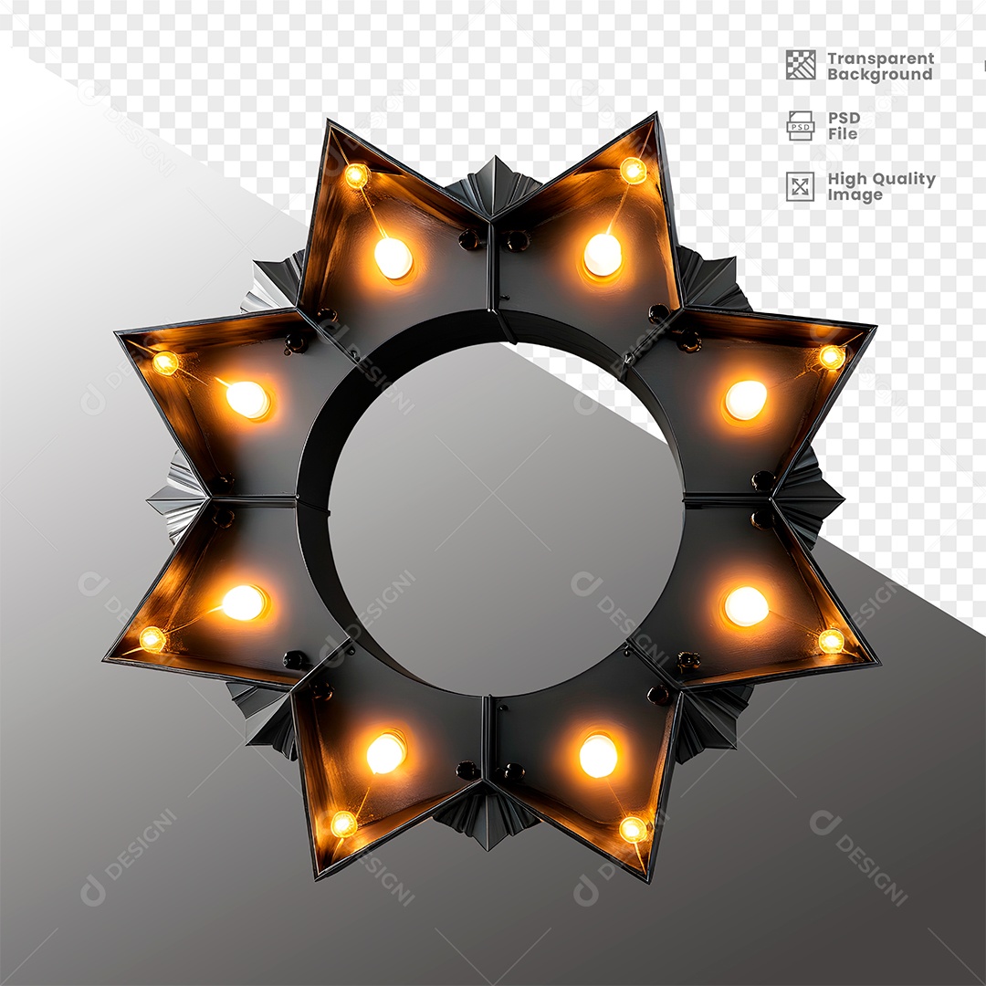Elemento 3D de Metal com Luz  para Composição PSD