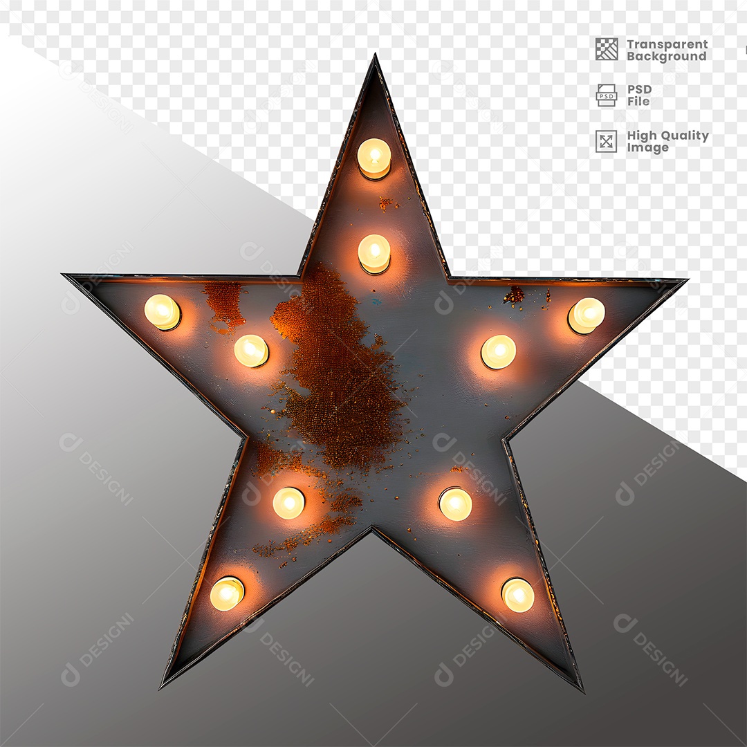 Elemento 3D de Metal com Luz  para Composição PSD