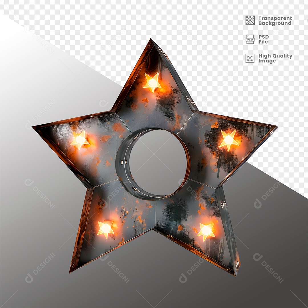 Elemento 3D de Metal com Luz  para Composição PSD