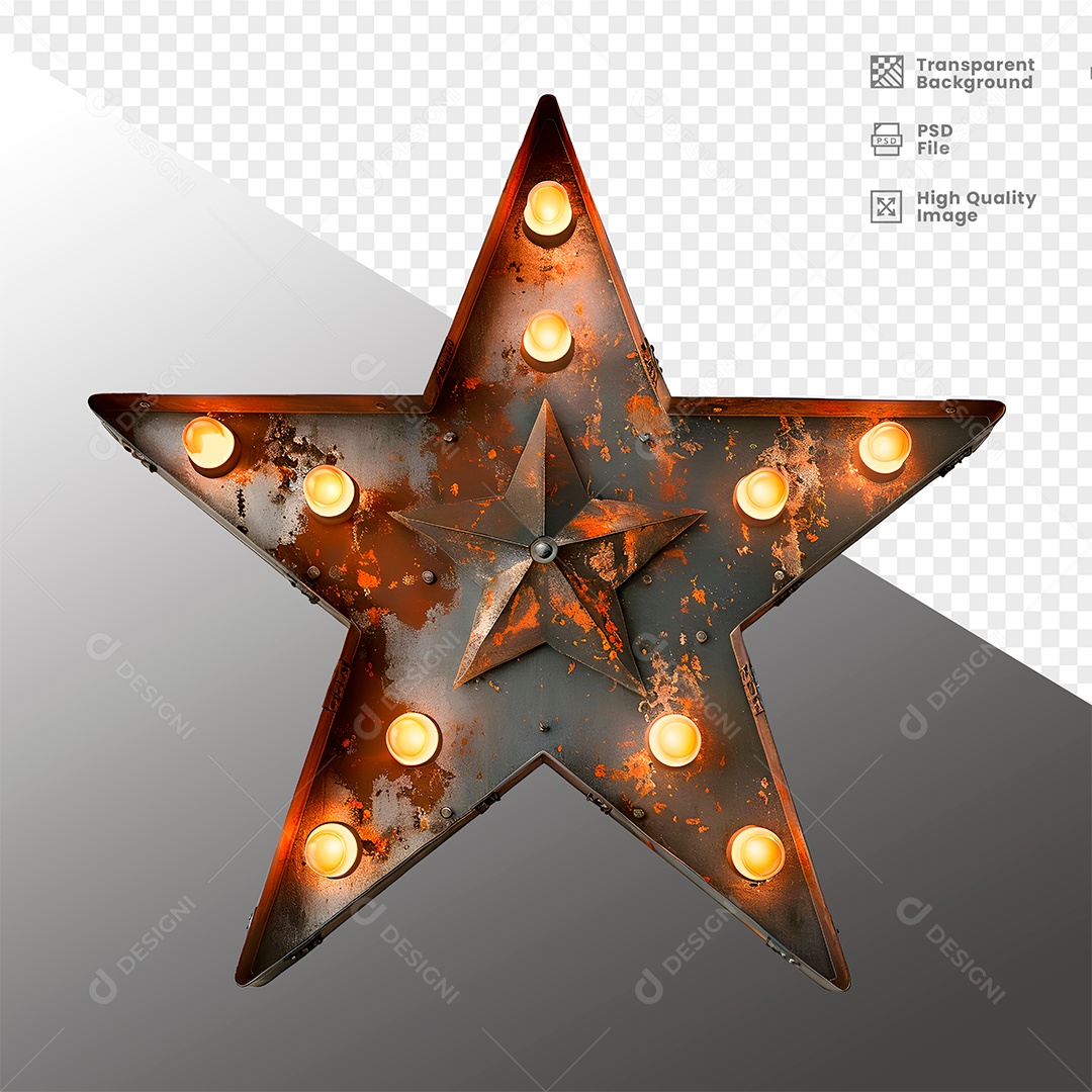 Elemento 3D de Metal com Luz  para Composição PSD