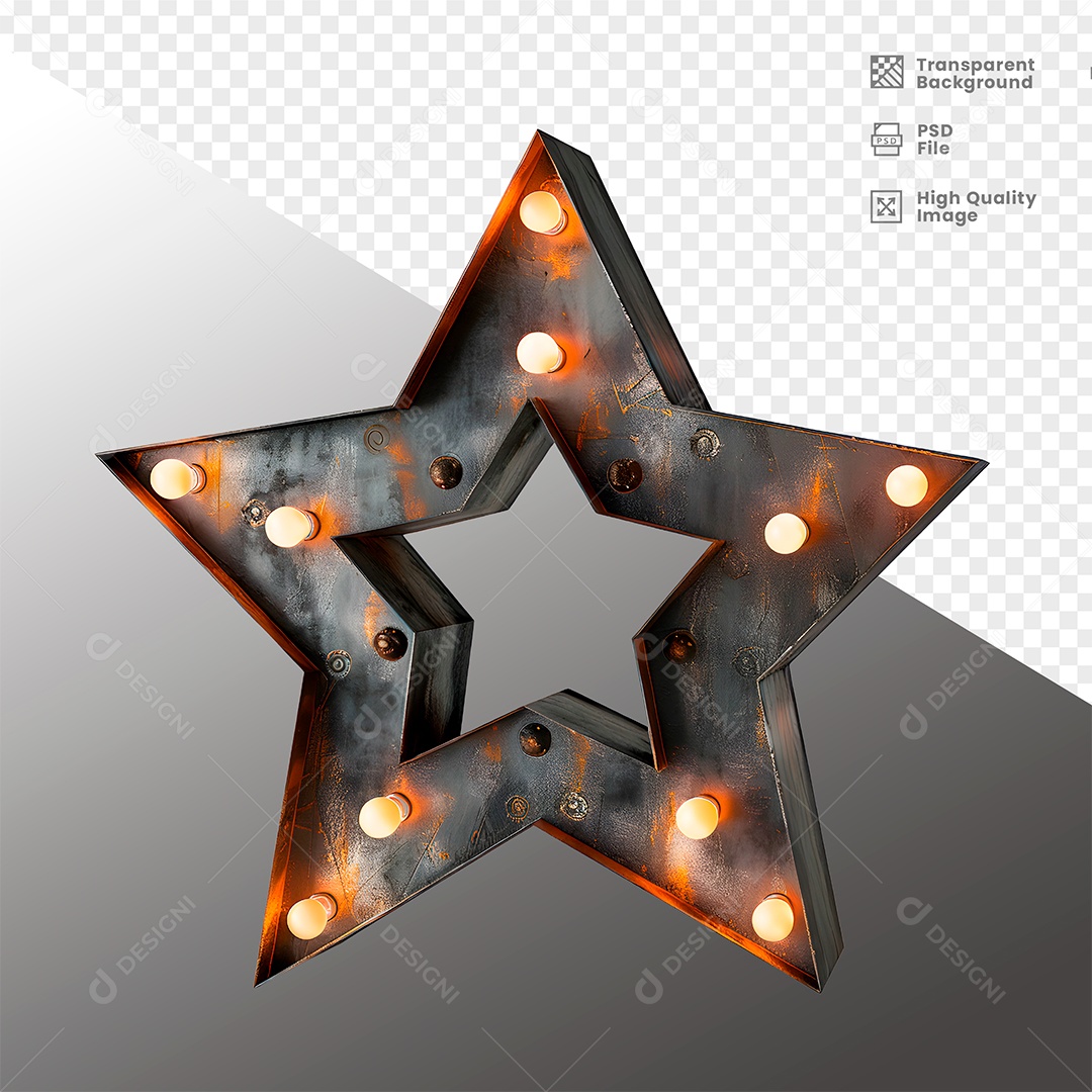 Elemento 3D de Metal com Luz  para Composição PSD