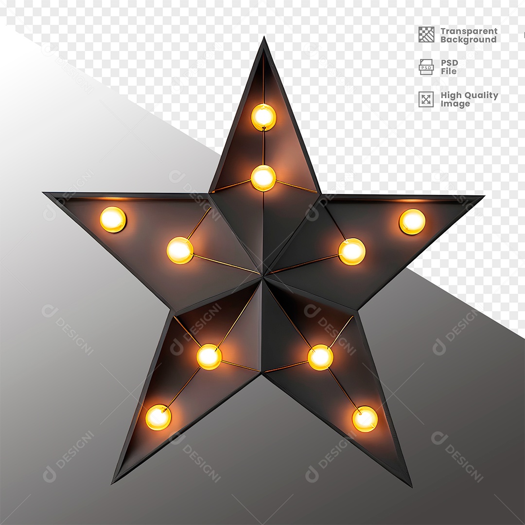 Elemento 3D de Metal com Luz  para Composição PSD