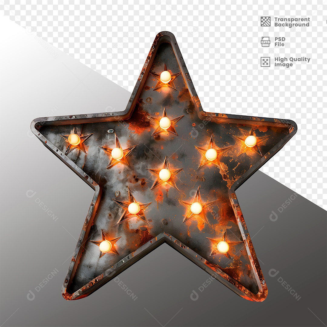 Elemento 3D de Metal com Luz  para Composição PSD