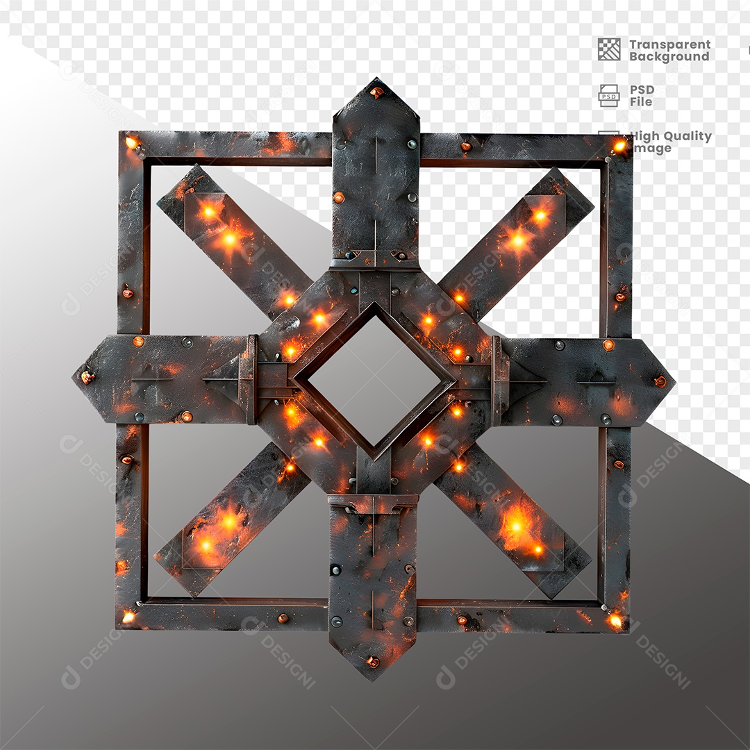 Elemento 3D de Metal com Luz  para Composição PSD