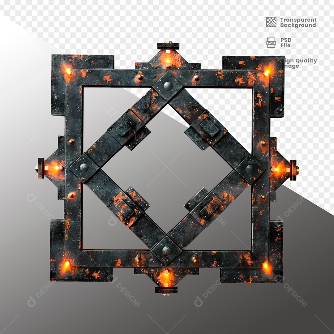 Elemento 3D de Metal com Luz para Composição PSD