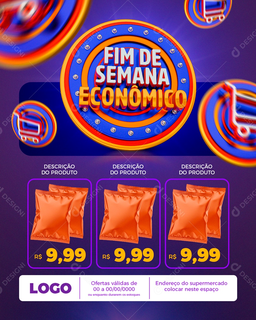 Encarte Fim de Semana Economico Social Media PSD Editável
