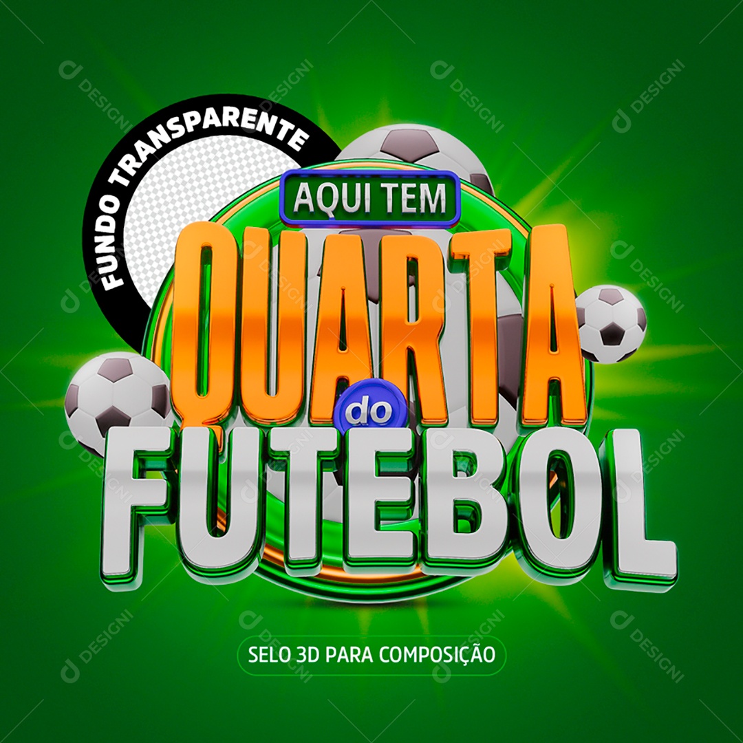 Selo 3D Quarta do Futebol Para Composição PSD