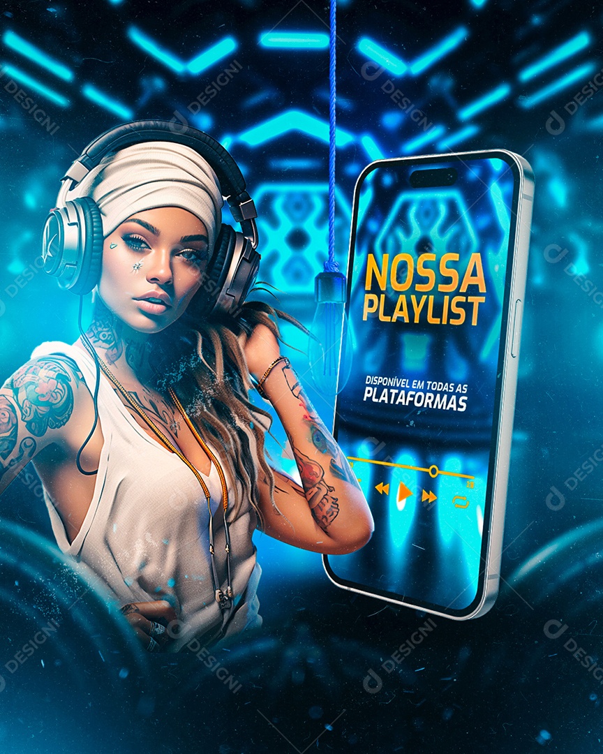 Flyer Nossa Playlist Social Media PSD Editável