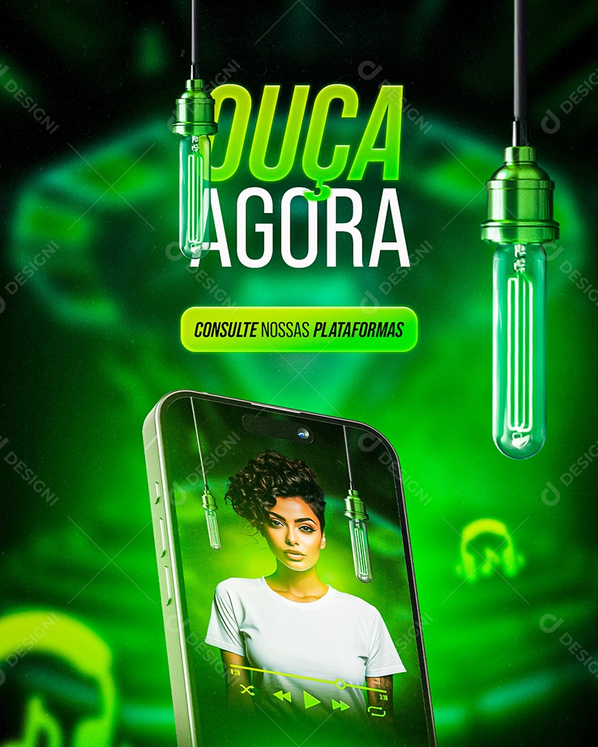 Flyer Ouça Agora Social Media PSD Editável