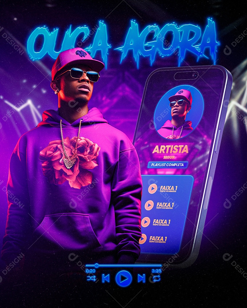 Flyer Ouça Agora Social Media PSD Editável