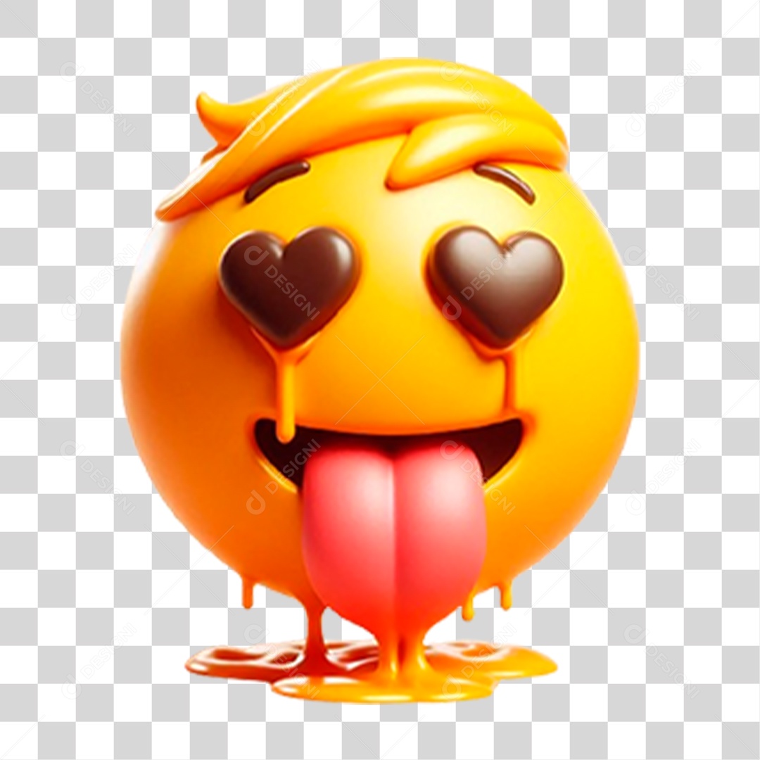 Emoji Apaixonado Babando PNG Transparente