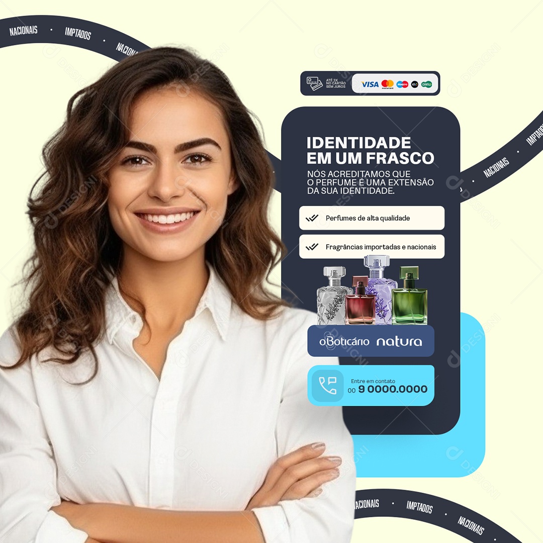 Social Media Revendedor Identidade em Um Frasco PSD Editável