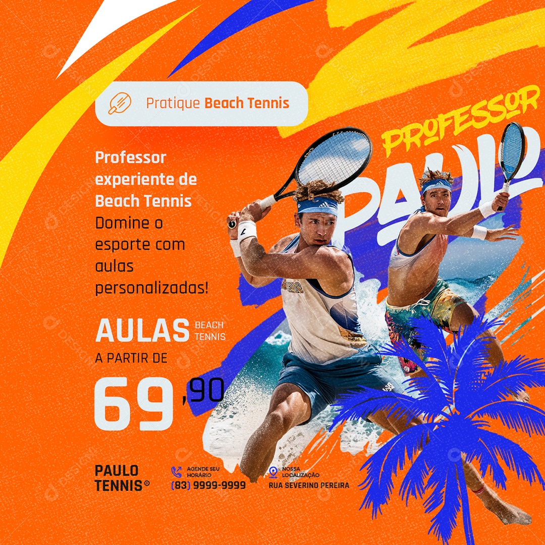 Beach Tennis Professor Experiente Domine o Esporte Social Media PSD Editável
