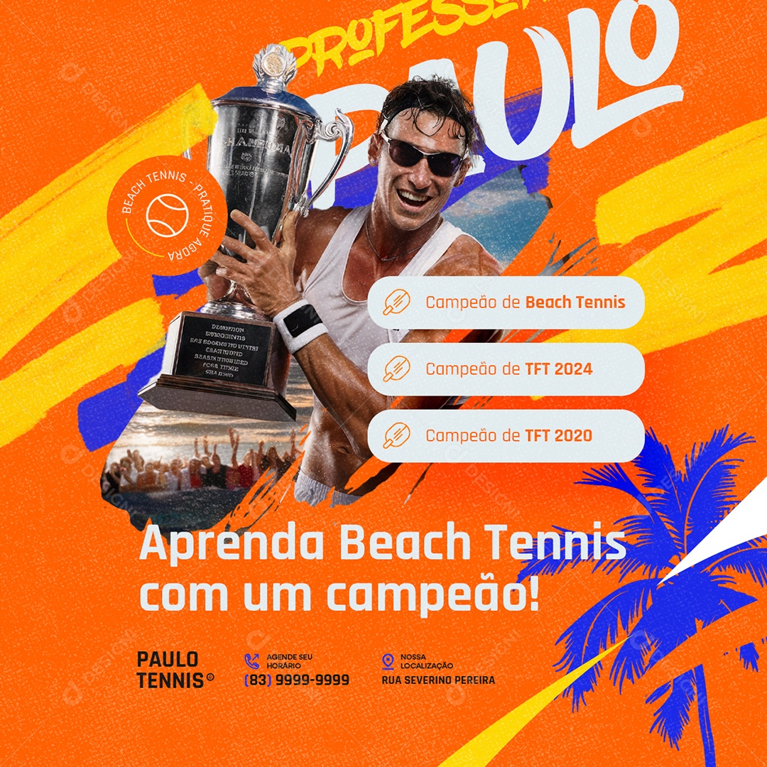 Beach Tennis Professor Aprenda Social Media PSD Editável