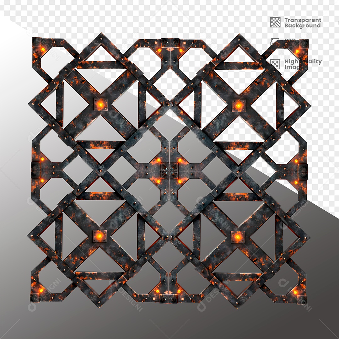 Elemento 3D de Metal com Luz  para Composição PSD