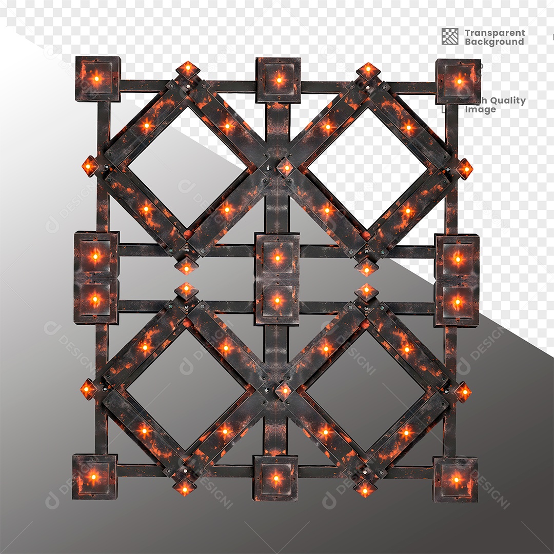 Elemento 3D de Metal com Luz  para Composição PSD