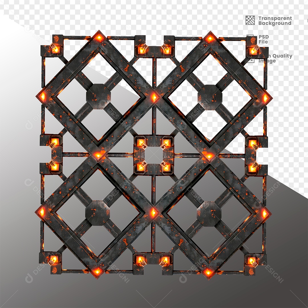 Elemento 3D de Metal com Luz  para Composição PSD