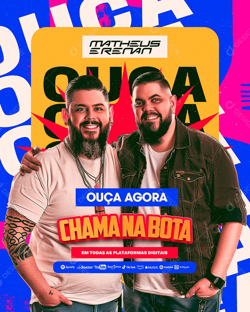 Flyer Ouça Agora Matheus e Renan Social Media PSD Editável