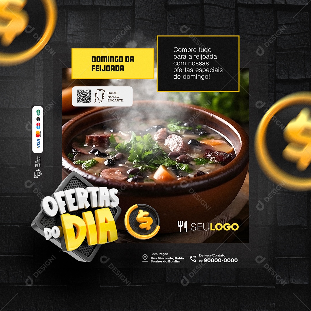 Ofertas do Dia Supermercado Açougue Domingo da Feijoada Social Media PSD Editável