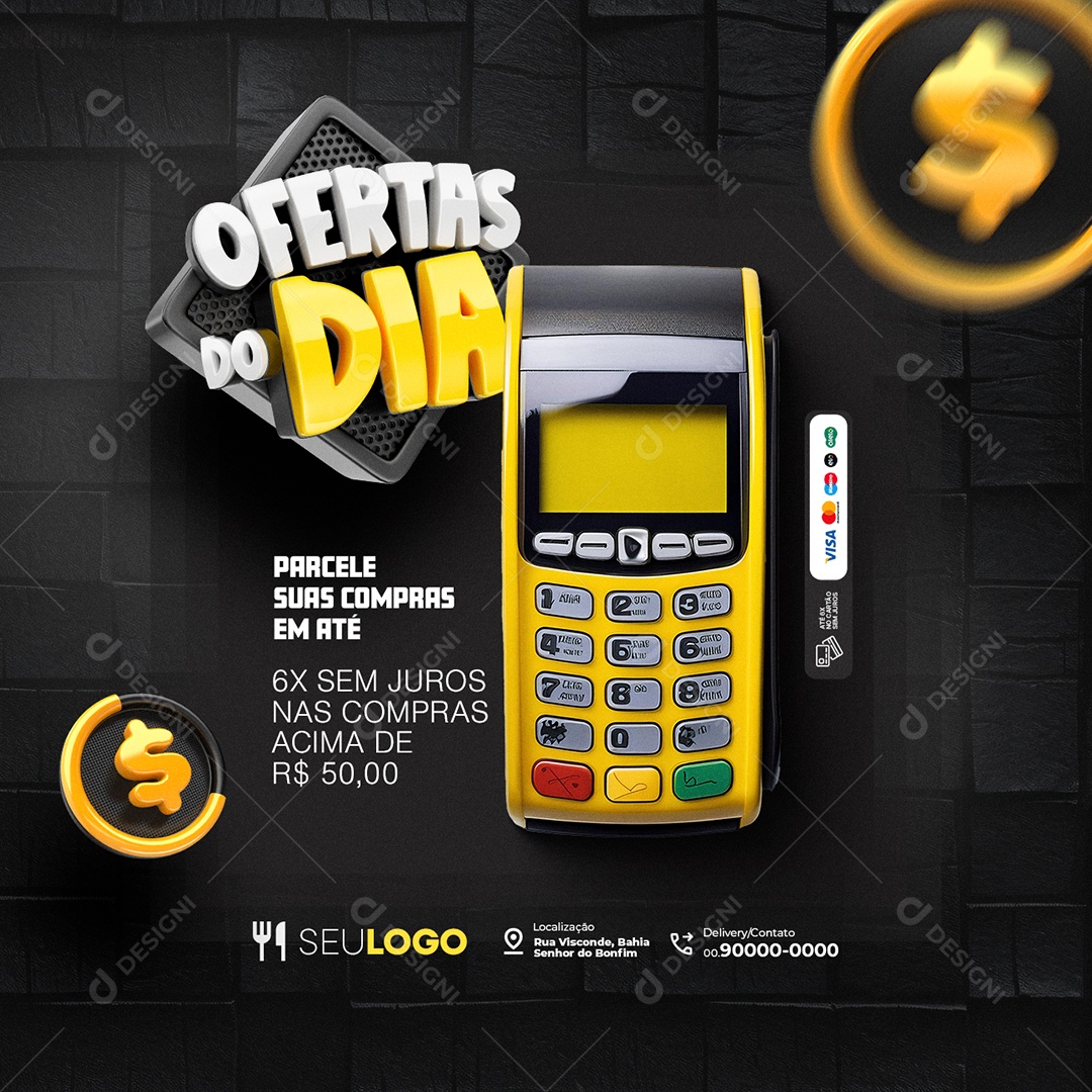 Ofertas do Dia Supermercado Açougue Parcele suas Compras Social Media PSD Editável