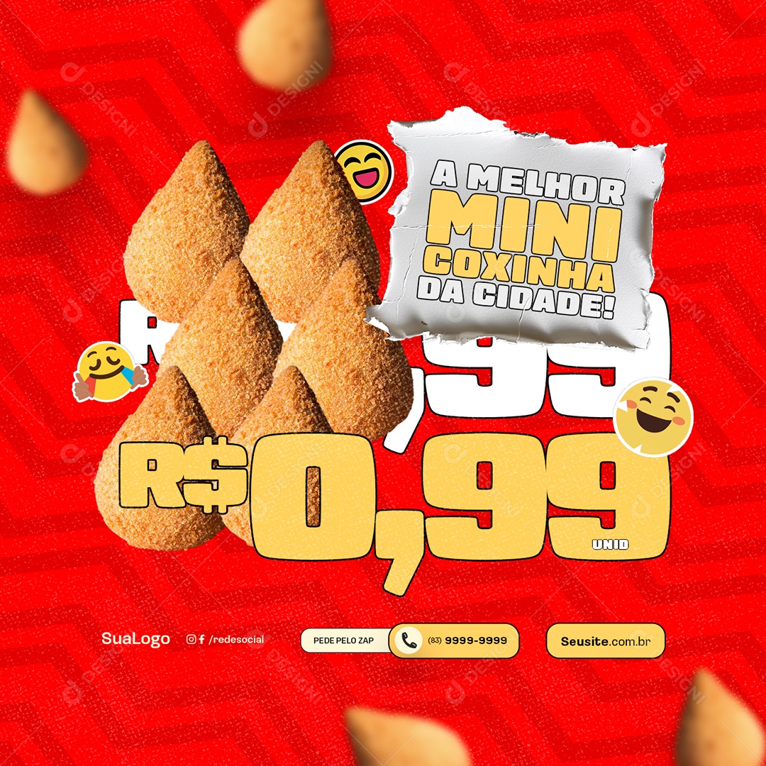 Coxinha a Melhor Mini Coxinha da Cidade Social Media PSD Editável