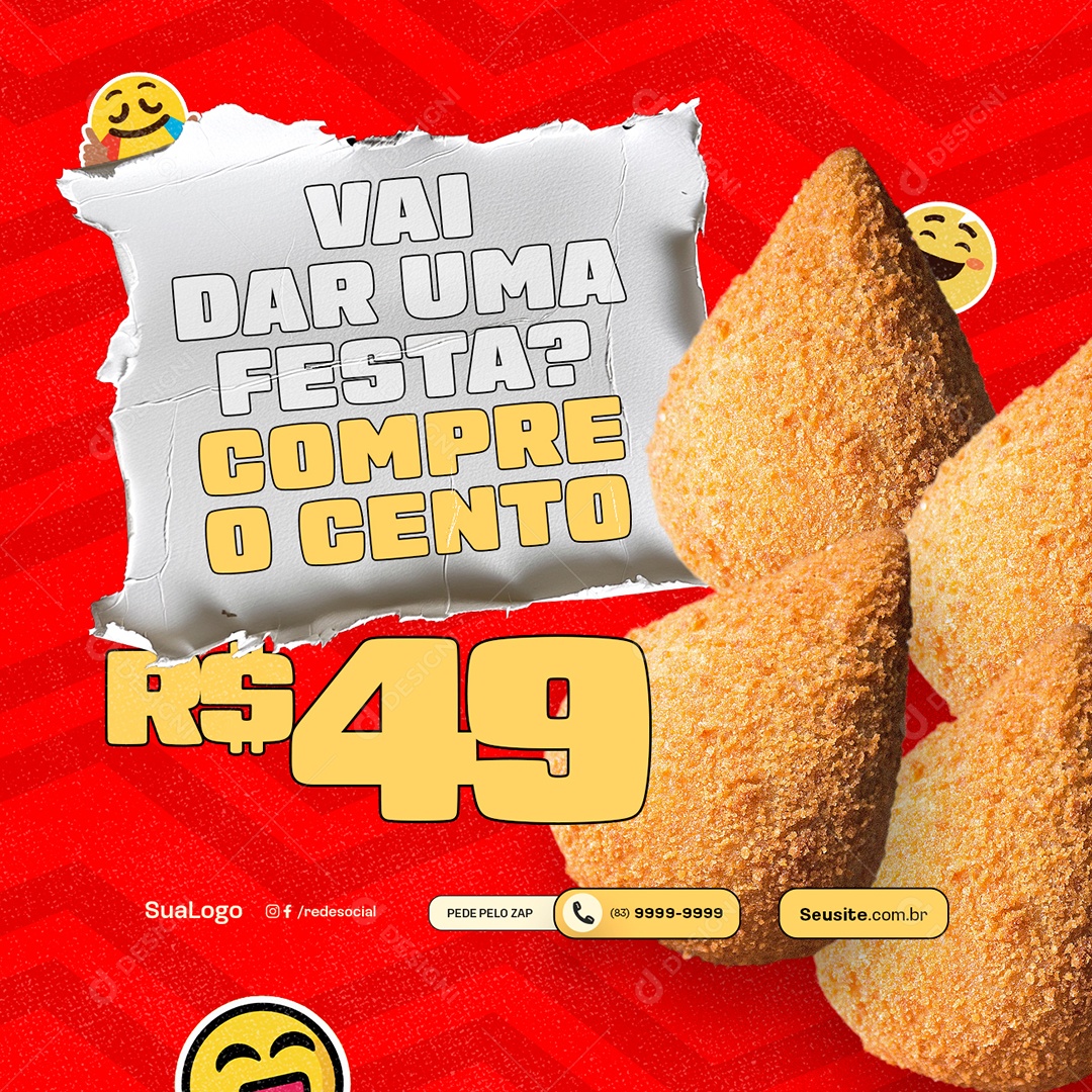 Coxinha Vai Dar Uma Festa Social Media PSD Editável