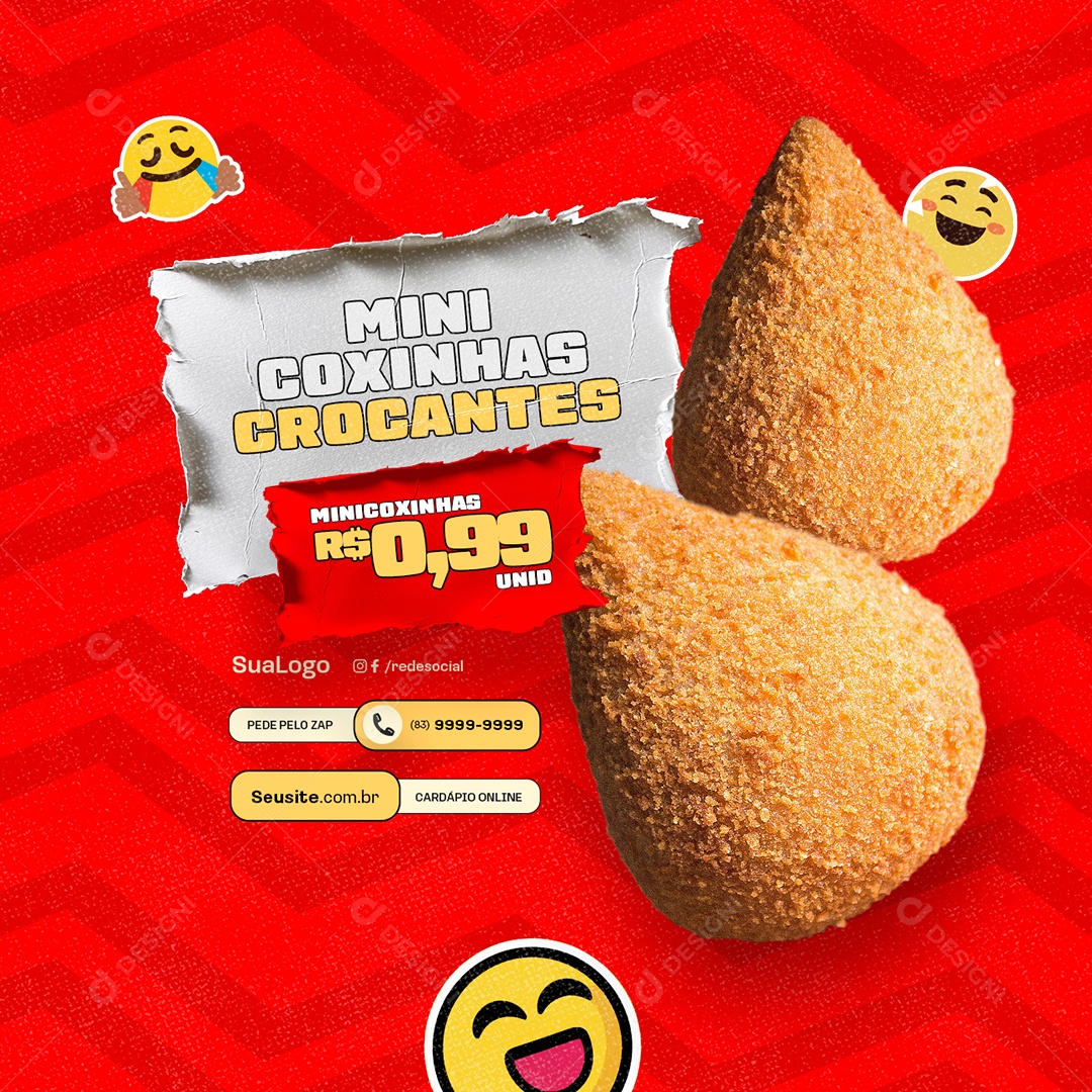 Mini Coxinhas Crocantes Social Media PSD Editável