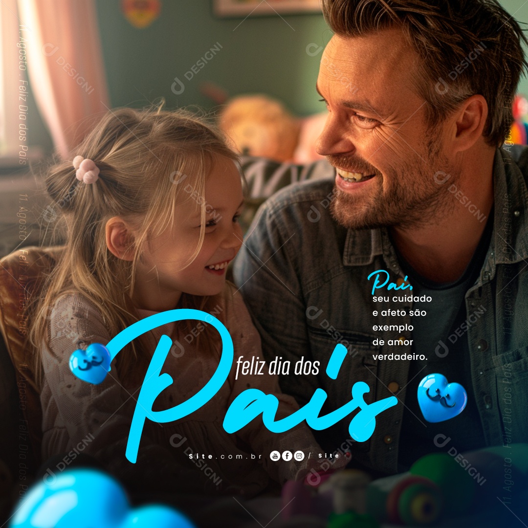 Feliz Dia Dos Pais 11 de Agosto Social Media PSD Editável