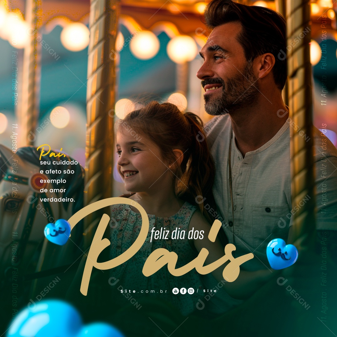 Dia Dos Pais 11 de Agosto Cuidado e Afeto Social Media PSD Editável