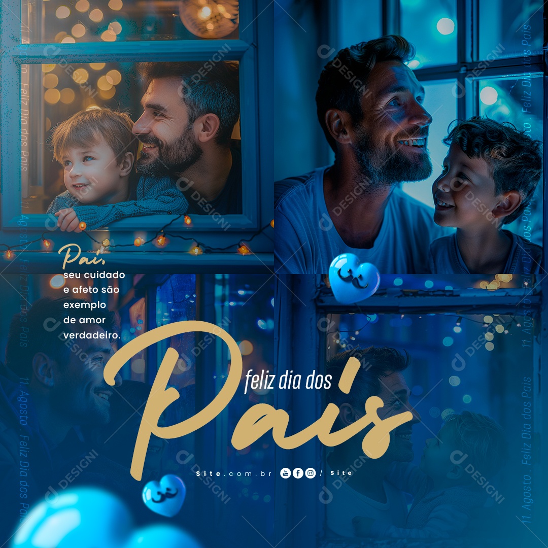 Dia Dos Pais 11 de Agosto Amor Verdadeiro Social Media PSD Editável