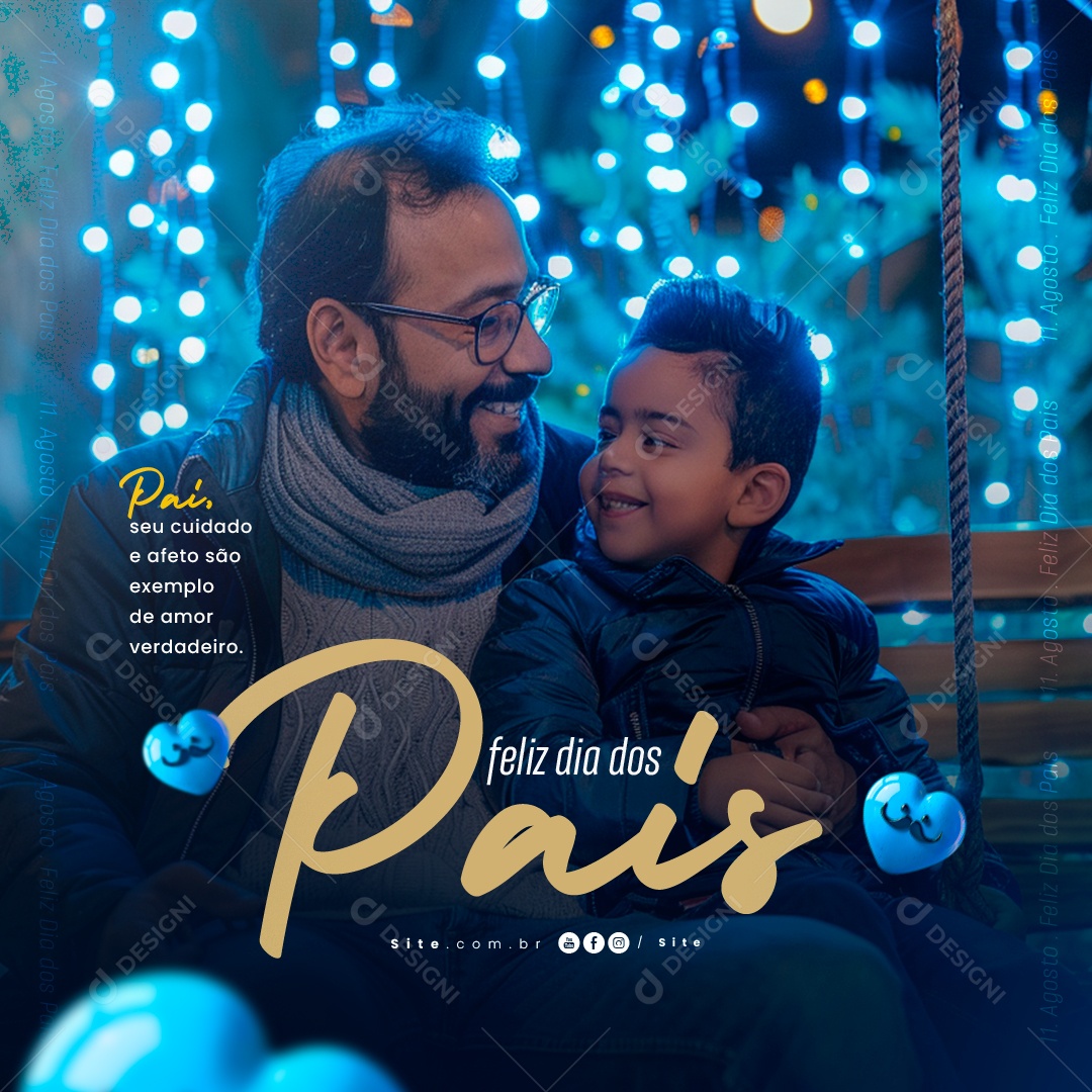 Dia Dos Pais 11 de Agosto Cuidado e Afeto Social Media PSD Editável