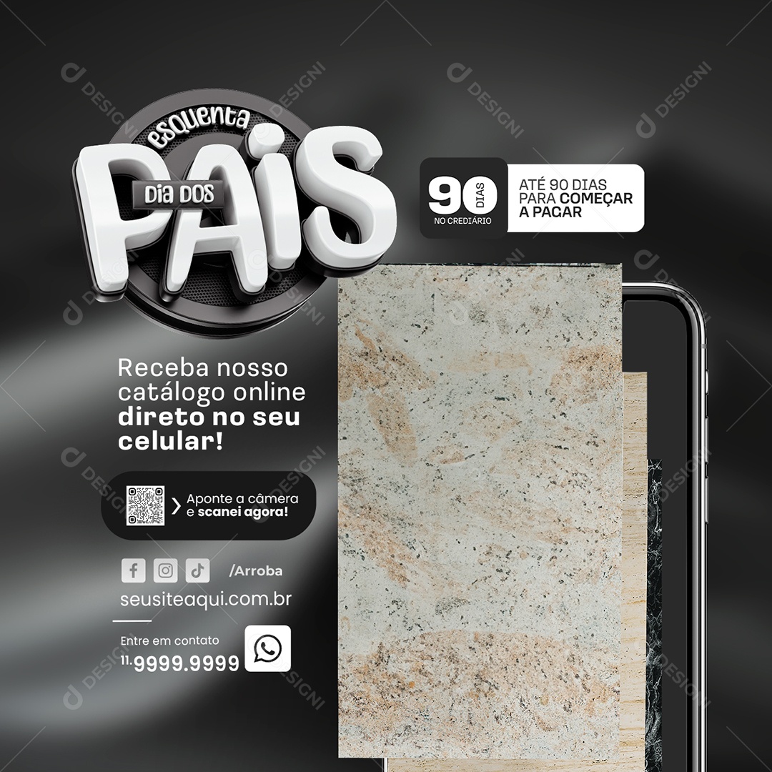 Porcelanato Esquenta Dia dos Pais Até 90 Dias Social Media PSD Editável