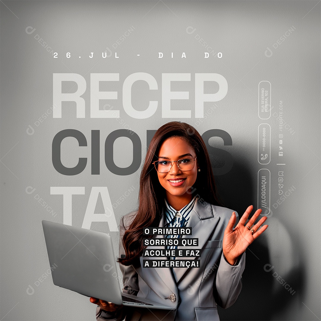 Social Media Dia do Recepcionista 26 de Julho PSD Editável