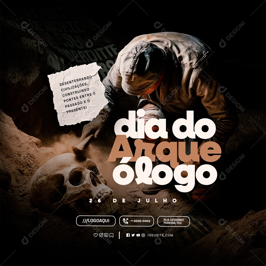 Social Media Dia do Arqueólogo 26 de Julho PSD Editável