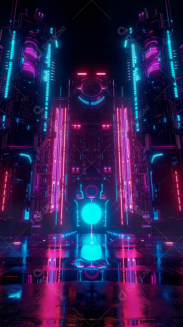 Fundo de holofotes coloridos com estrutura para composição