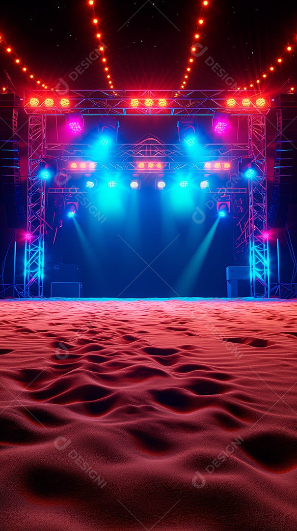 Fundo de palco holofotes estrutura para composição em praia