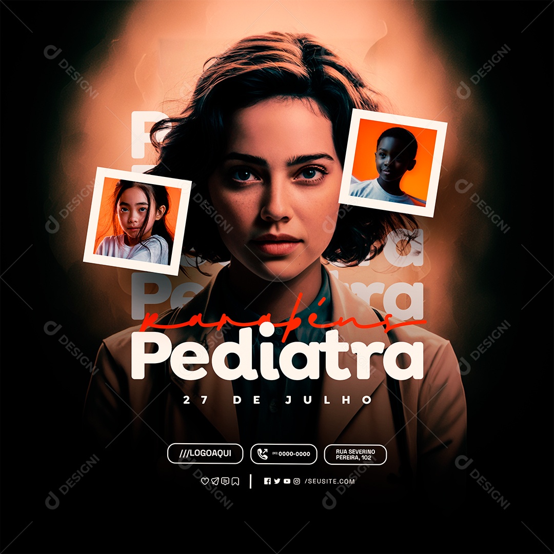 Dia do Pediatra 27 de Julho Parabéns Social Media PSD Editável