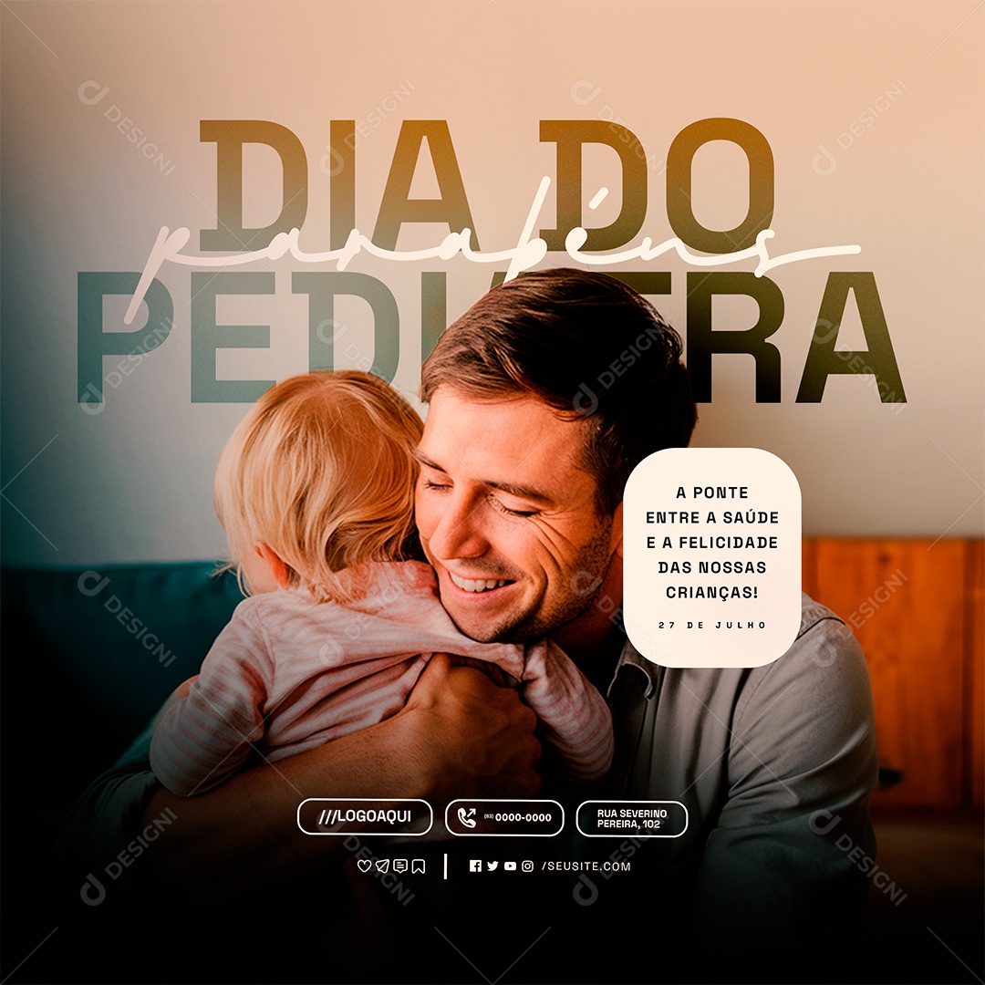 Social Media Dia do Pediatra 27 de Julho Parabéns PSD Editável