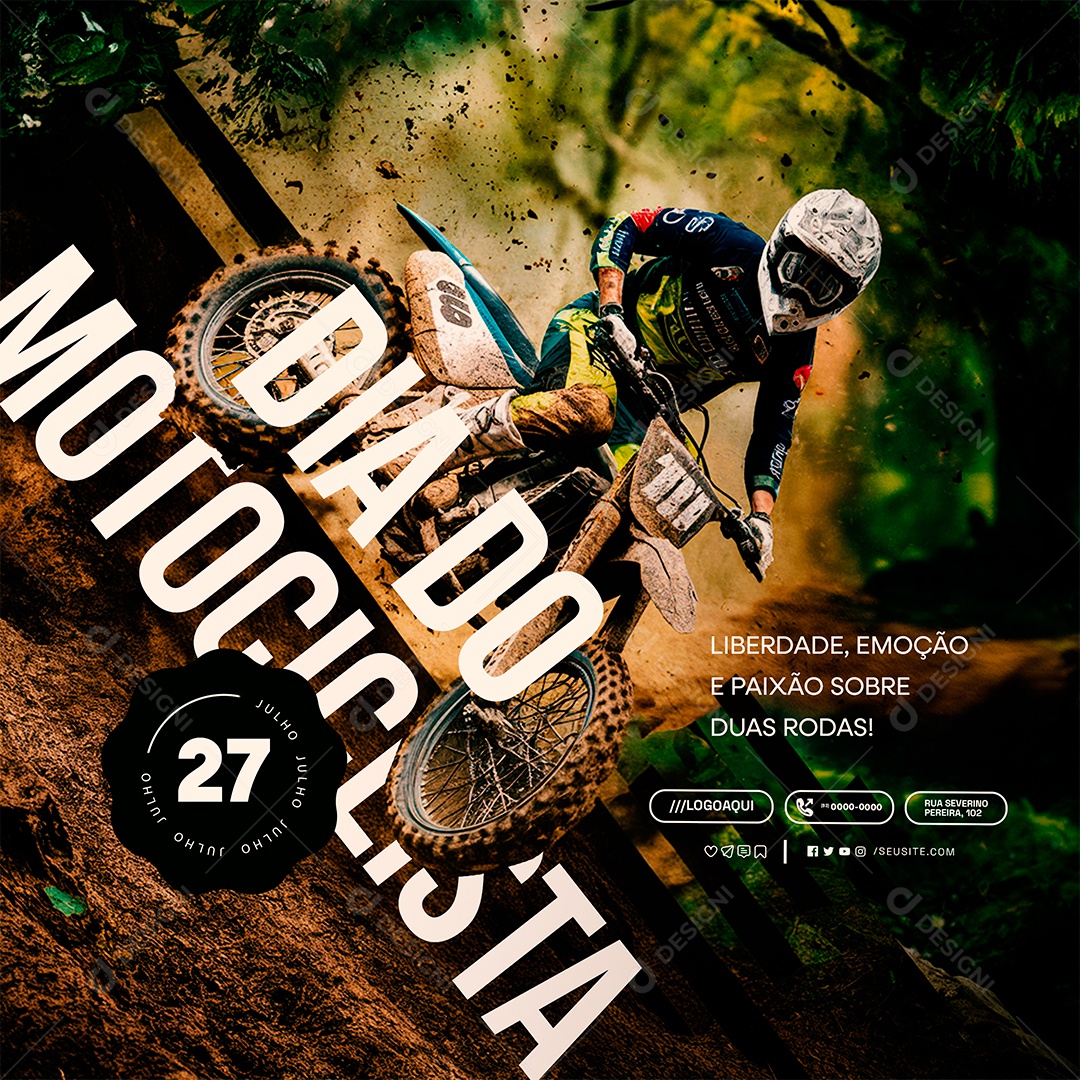 Dia Do Motociclista 27 de Julho Liberdade Emoção Social Media PSD Editável