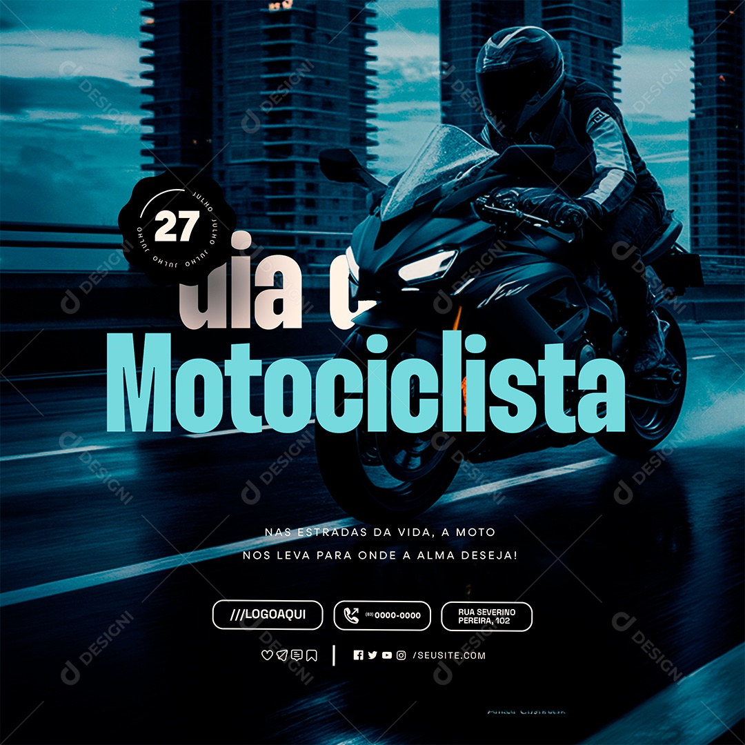 Dia Do Motociclista 27 de Julho Social Media PSD Editável