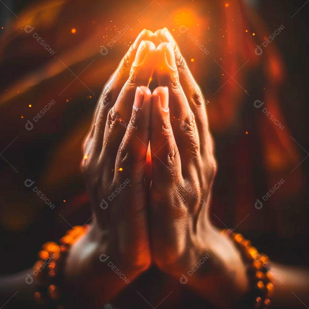 rezando com as mãos com fé e crença na religião