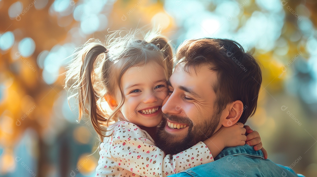 Feliz retrato de pai e filha abraçados
