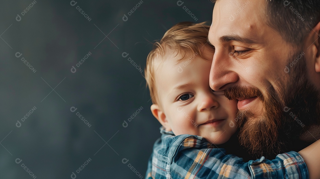 Retrato de close-up do filho abraçando o pai sorrindo