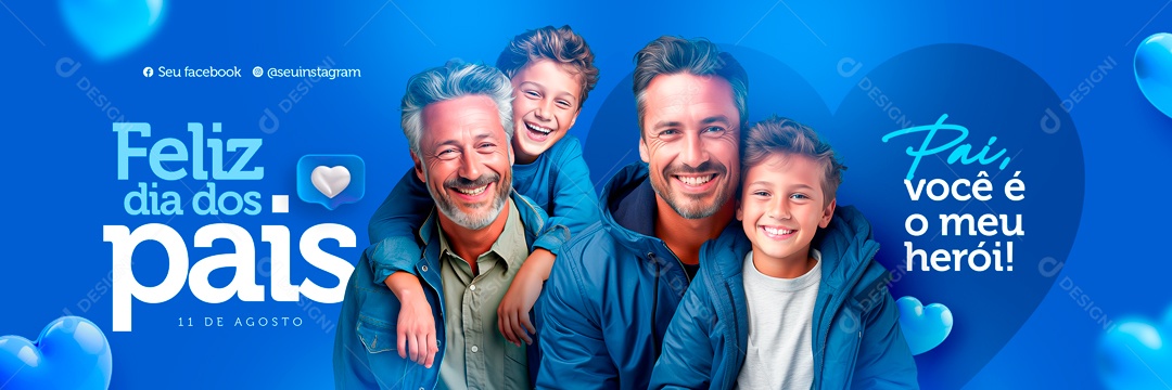 Carrossel Feliz Dia Dos Pais 11 de Agosto Social Media PSD Editável