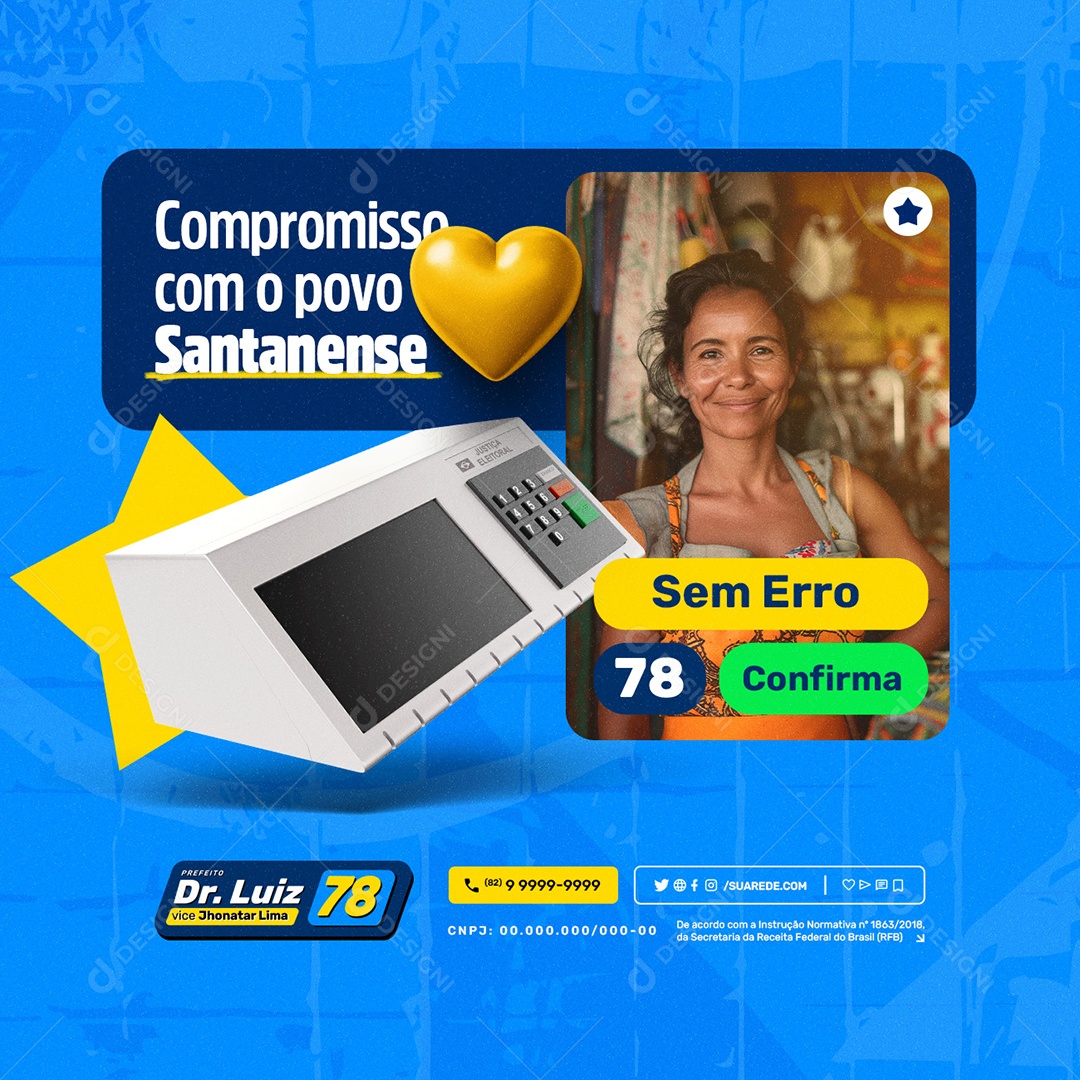 Eleições 2024 Compromisso Com o Povo Santanense Social Media PSD Editável