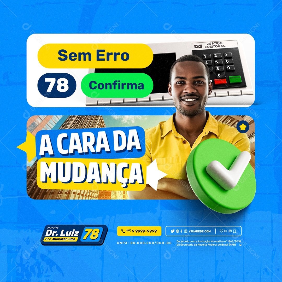 Eleições 2024 Sem Erro Confirma Social Media PSD Editável